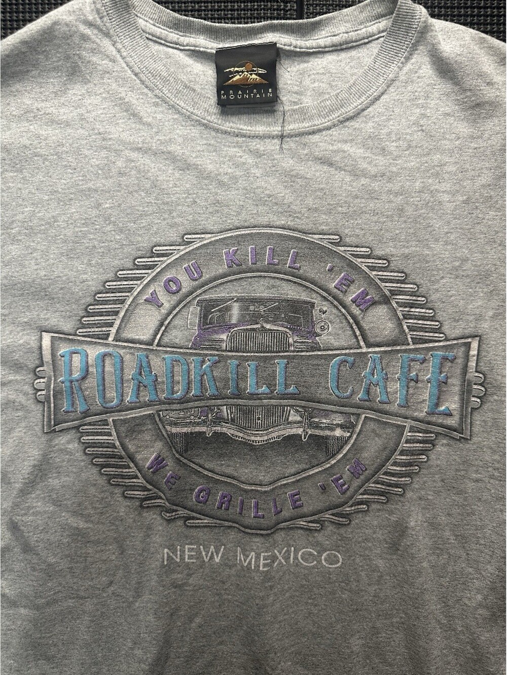 Vintage Roadkill Cafe New Mexico T Shirt Mens Medium Gray Biker Graphic Tee